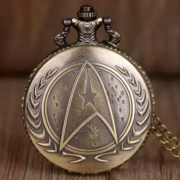 Star Trek Pocket watch Steampunk Trekkie Valentine Birthday Anniversary Gold NEW - Picture 1 of 5